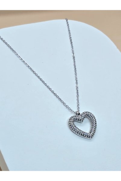 Veyla Style Zircon Stone Heart Detailed Chain Necklace