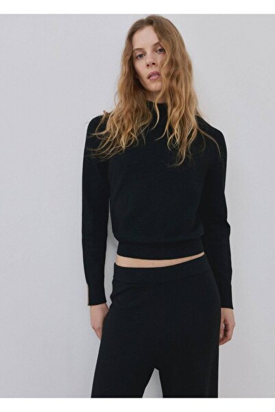 MANGO Woman Kontrast çizgili perkins yaka kazak