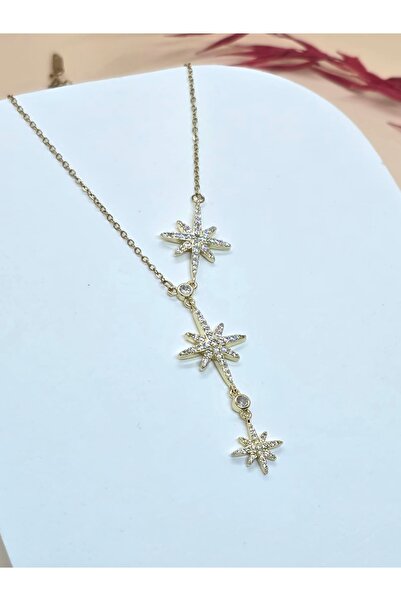 Veyla Style Kar Tanesi Detaylı Zirkon Gold Kolye