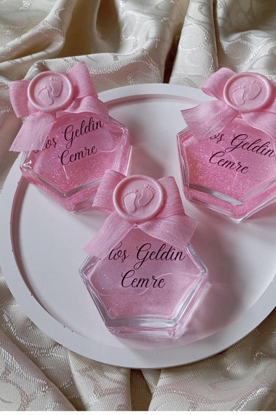 Riselia Hediyelik Kolonya Pembe Pati Cam Şişe 10 Adet Nişan Söz Kına Baby Shower