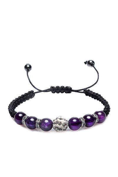 Alnis Atelier Ametist Makrome Örgü Doğal Taş Bileklik