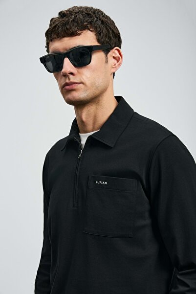 Lufian 112040043 Lucas Smart Polo T-shirt Ανδρικό φούτερ ΜΑΥΡΟ