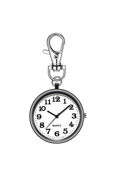 valkyrie Analog Quartz Pocket Watch with Key Ring Clip Black