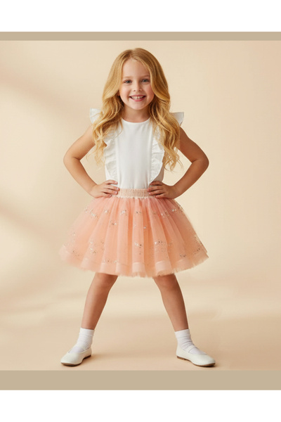 By Piera Gümüş Çiçek Baskılı Tül Etek