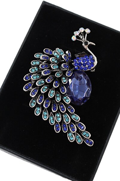 KEEBA Asaletin gözleri Safir tavus kuşu broş gümüş renkli elmas taşlı kuşlu k...