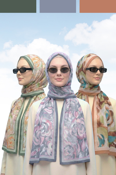 Kamer Scarf Soft Pamuk Desenli Şal Canvas Serisi 3lü Paket