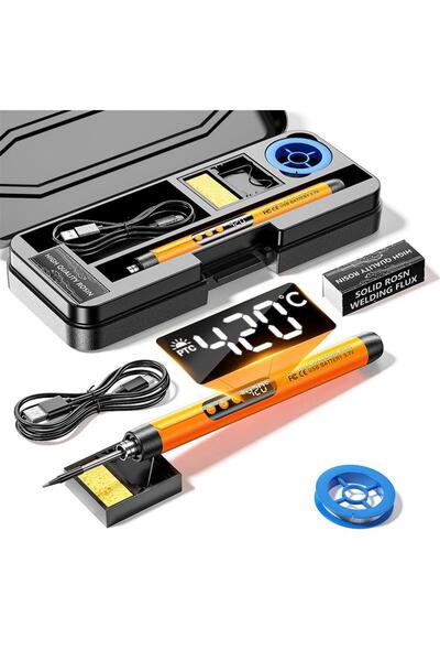 valkyrie Şarjlı Dijital Ekranlı Havya Seti 420°C Ayarlanabilir Sıcaklık Type-...