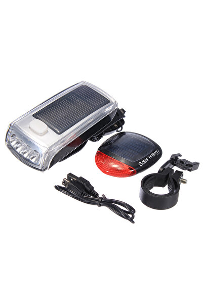 Vision Solar 1200 Lümens Şarjlı Ön Arka Far Bisiklet Feneri Seti