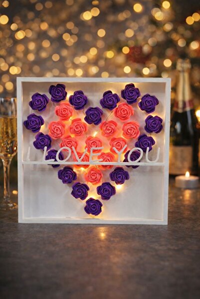 kaan3d SEVGİLİLER GÜNÜ ÖZEL IŞIKLI KALP DESENLİ RENKLİ GÜLLER-3 KADEMELİ PİLL...