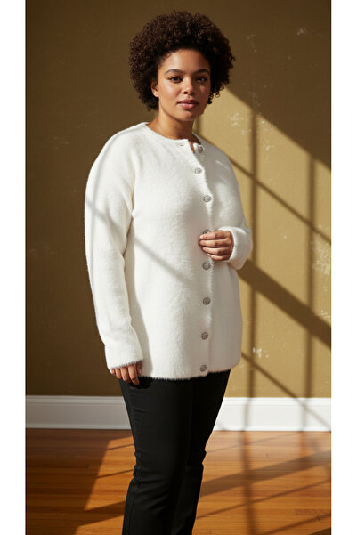 Curly CARDIGAN CU BUTONI DE PĂRĂ DE PĂRĂ DE CULOARE OSA