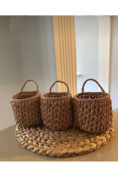 Ays handmade Dekoratif Sepet 3’lü Sepet Saksılık Kaktüslük Çiçeklik Organizer...