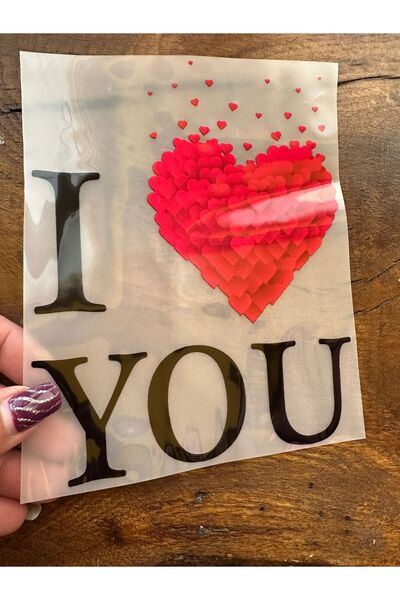 Gönülden Tasarım Brat imprimat cu transfer de inimă care se lipește cu „Te iu...