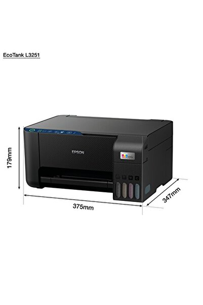 EPSON EcoTank L3251 Yazıcı Wi Fi Orjinal Mürekkepli - Renkli; Fotokopi, Yazıcı, Tarayıcı (C11Cj67406)