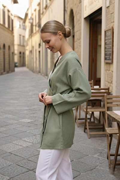 PASTELASTORE Kimono de vară pentru femei, 100% bumbac, cu buzunar, centură 11...