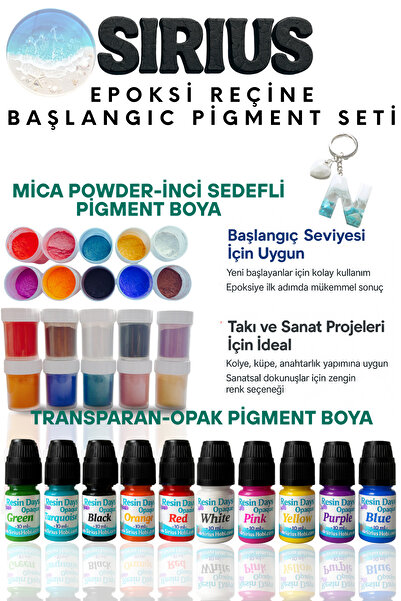 Sirius Hobi Epoksi Reçine Başlangıç Boya Seti – 20 Renk (İnci Sedefli Mica + ...