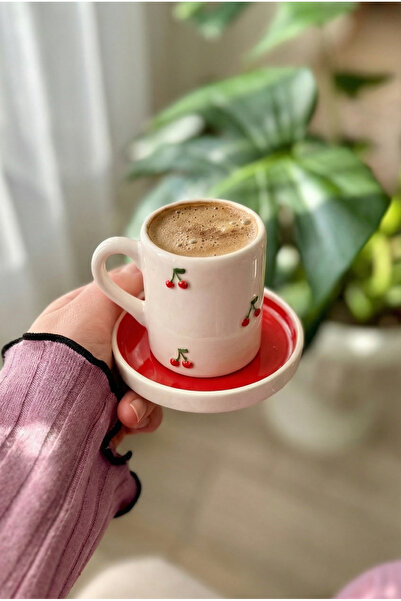 Loomart Cherry figured 2-person 4 piece handmade coffee cup set