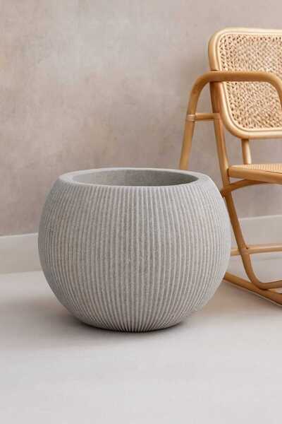 MAKİ DEKOR DEKORATİF MODERN DESENLİ KOMPOZİT AĞAÇ SAKSISI 28*31 CM