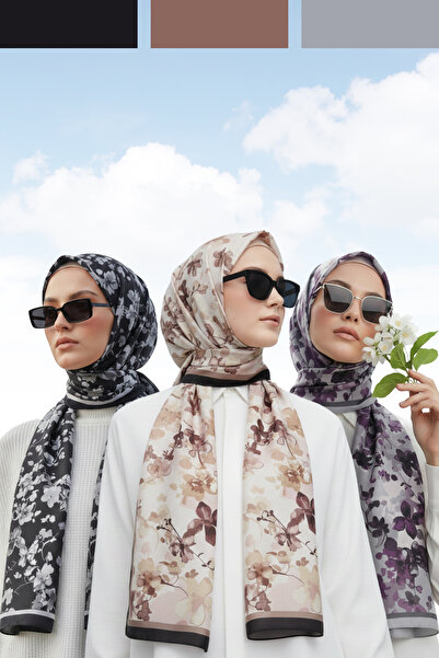 Kamer Scarf Soft Cotton Patterned Shawl Elegance Series 3 Pack