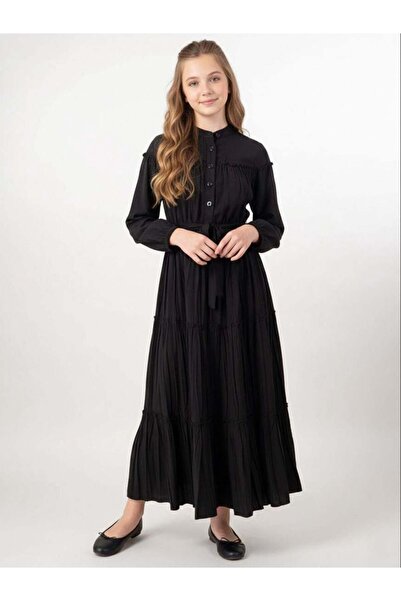 Giyinse فستان سيليا للفتيات باللون الأسود - فستان محتشم