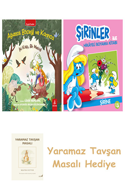 Everest Yayınları Ağustos Böceği ve Karınca + Şirinler ile Hikâyeli Boyama Ki...