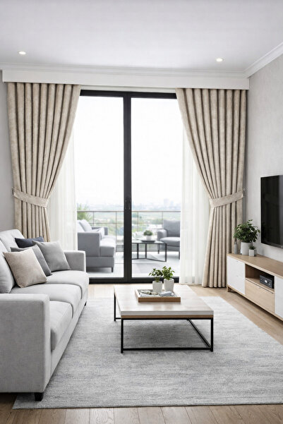 Emuz Fundal bej Istanbul, model nou sezon 1/3 plisat, rezistent la riduri, co...