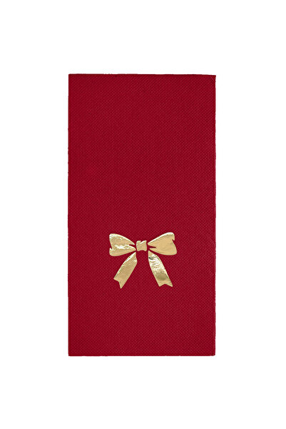 Story مناديل ورقية ملونة باللون العنابي مقاس 40 × 40 سم، مزينة بشريط من ورق ا...