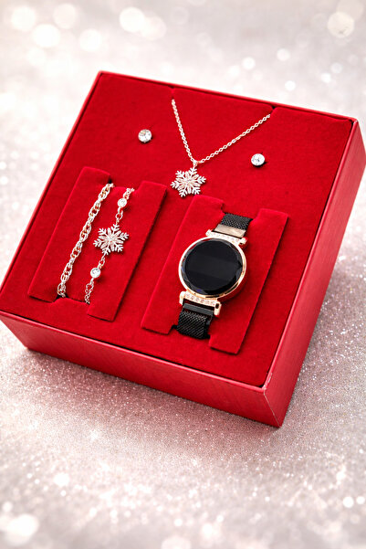 wesscollection Dokunmatik Kadın Kol Saati Kolye Bileklik ve Küpe Seti