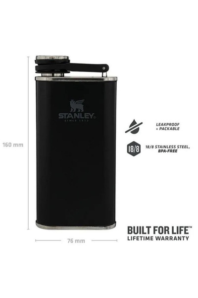 Stanley Classic Easy Fill Wide Mouth Flask Cep Matarası 0.23 LT Termos Matara SİYAH