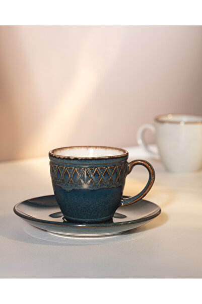 Madame Coco Set de cești de cafea antice pentru 2 persoane - Indigo - 90 ml