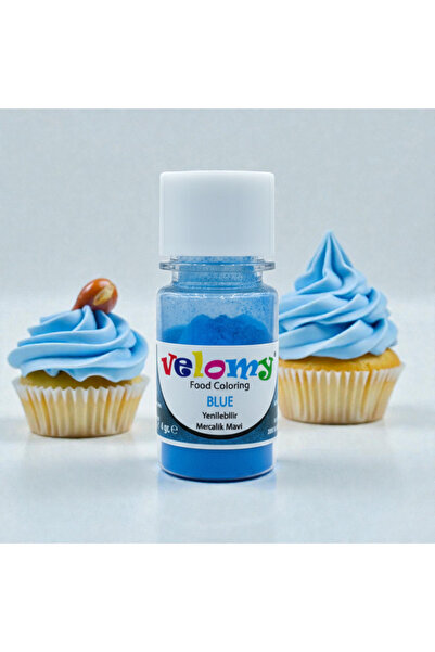 velomy Mavi Metalik Toz Gıda Boyası 4 gr Yenilebilir Çikolata Boyası