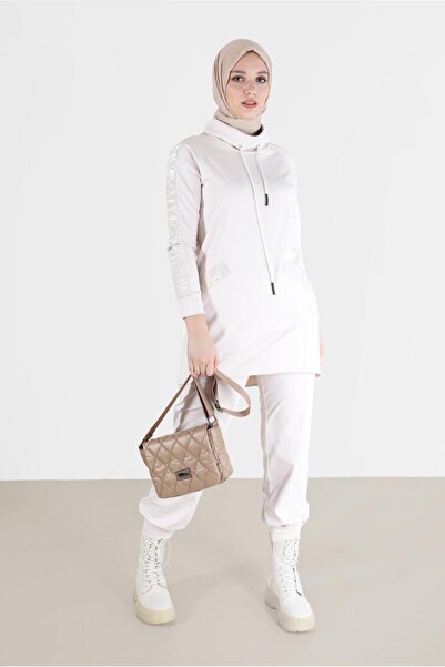 Alvina بنطلون مزدوج من الجلد مطبوع عليه نصفريق 42265