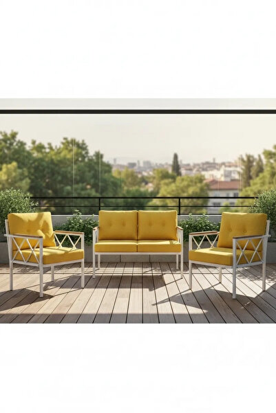 adımshops 2+1+1 Beyaz profil Balkon-bahçe-kafe- Çay Seti-koltuk Takımı-oturma...
