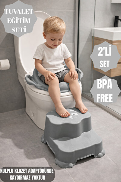 PONÇİK STORE Çocuklar Için Tuvalet Eğitim Seti- Kaydırmaz Katlı Basamak& Kulp...