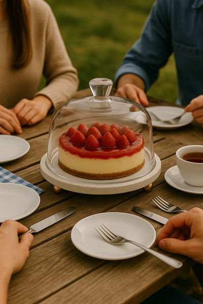 Akayev Travertine 25 cm Glass Bell Jar with Gold Bead Legs