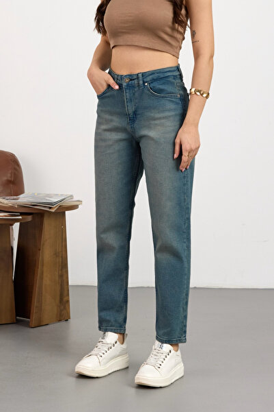 alanora بنطلون جينز نسائي مرن/ليكرا عالي الخصر