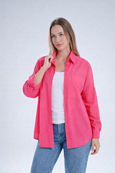 BYMEER Pink Flamed 100% pamučna linijska košulja
