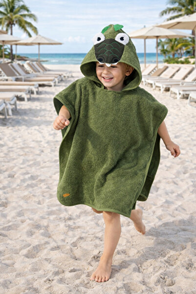 ELY PARKER Poncho Children's Bathrobe Beach Towel Hooded (3-8 YEARS) Inner-Ou...
