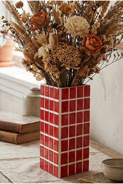 Tasarım El Yapımı Üçgen Mozaik Vazo |Dekoratif Prizma Seramik Vazo