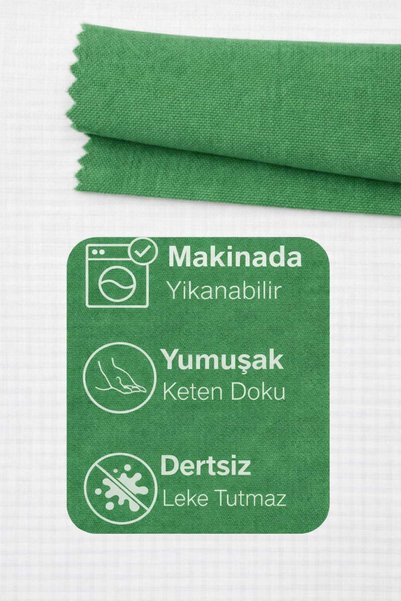 PerdeYap1980 Velvet Textured Dark Green Color Island Series Runner 40 X 140 cm