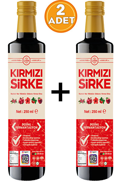 Luga Kırmızı Sirke 500 ml - Kırmızı Elma, Hibiskus, Gilaburu, Kızılcık, Nar S...