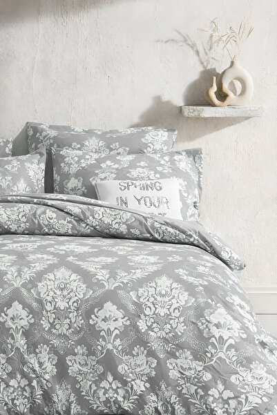 İQON Lastikli Çarşaflı Nevresim Takımı Tek Kişilik ROYAL GRİ