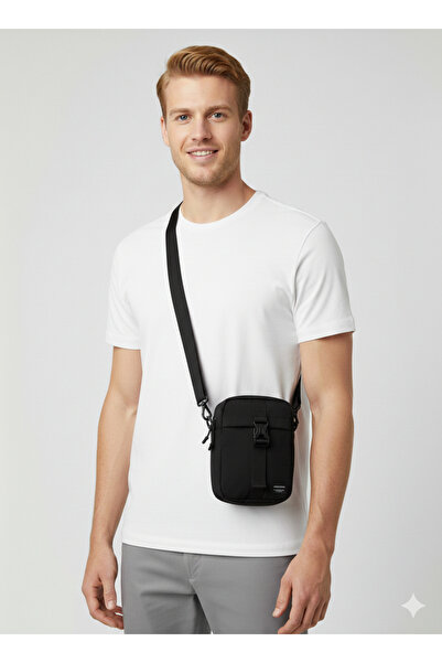 Jack & Jones Ανδρική τσάντα ώμου Jack Jones Jacashford με μαύρο διχτυωτό ύφασ...