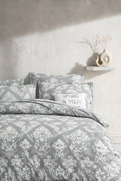 İQON Lastikli Çarşaflı Nevresim Takımı Çift Kişilik ROYAL GRİ