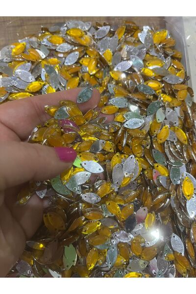 Gönülden Tasarım 50 г капкообразен камък с мъниста за шиене 1 см жълт