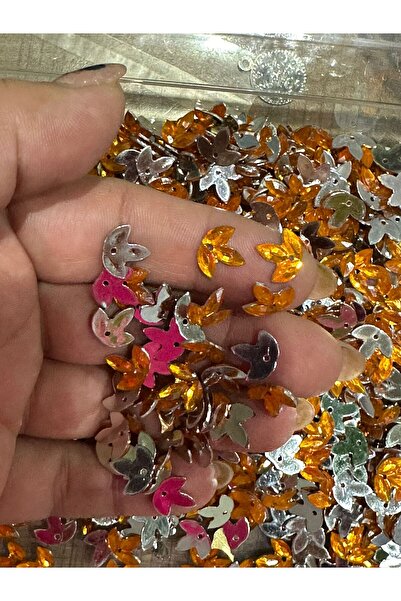 Gönülden Tasarım 50 г ярки мъниста с отвори във формата на цветя, 1 см, оранжеви