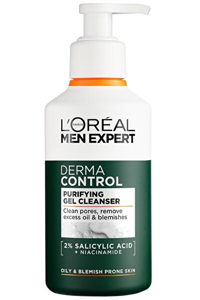 L'Oreal Paris Men Expert جل تنظيف الوجه ديرما كونترول 260 مل - 2% حمض الساليس...