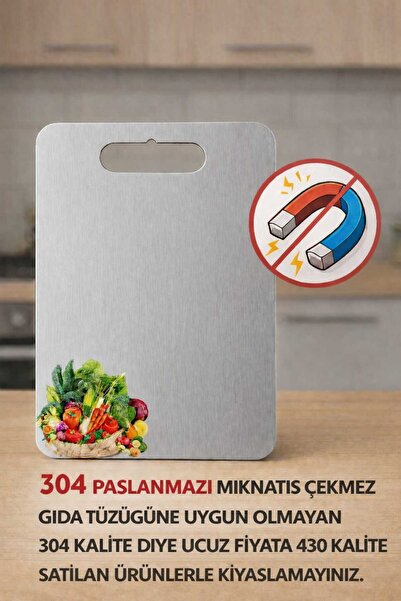 servolux SERTİFİKALI 304 PASLANMAZ BÜYÜK BOY ÇELİK KESME TAHTASI 1.5 mm