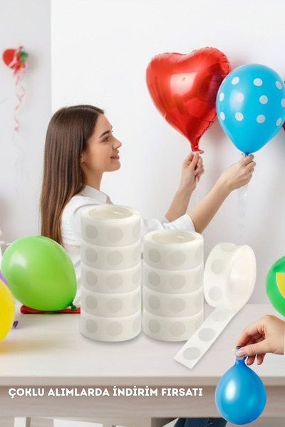 selens party 100 Adet Balon Yapıştırma Bandı Çift Taraflı Bant Balon Bandı Ko...
