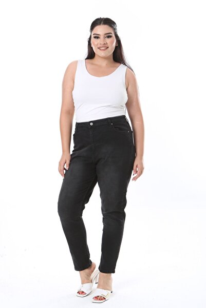 Şans Blugi negri cu talie înaltă Lycra Plus Size - 5 buzunare 65N38307