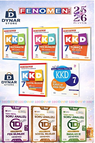 Fenomen Yayıncılık KKD 7.Sınıf TÜM DERSLER Haftalık Kazanım Kavrama Denemeleri